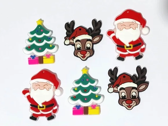 Pingente Natal Emborrachado Pacote com 6 Unidades