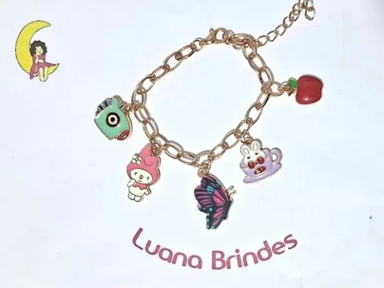 Pulseira Infantil Personagens Metal 21cm Pacote com 1 Peça