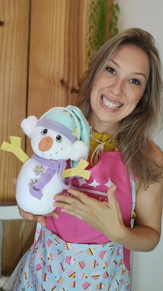 Boneco de Neve em Feltro* Chamar Chat Antes Compra