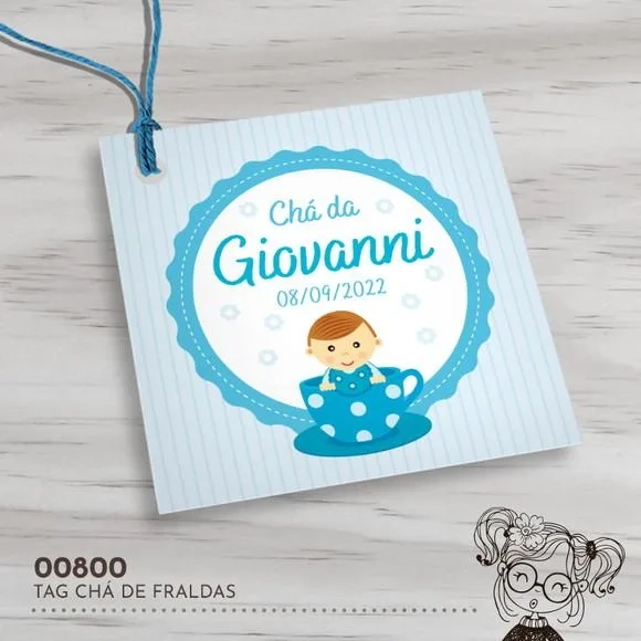 Tag Quadrada Chá de Fraldas - 00717