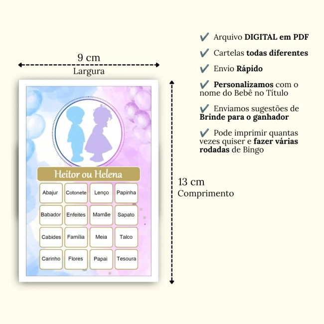 Bingo Chá Revelação PDF Para Imprimir