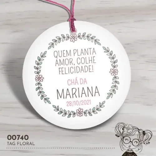 Tag Redonda Floral - 00740