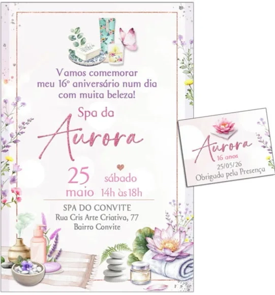 Convite Digital C/tag Spa Aquarela