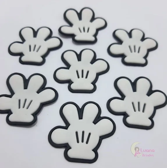 Aplique Mãozinha Mickey de Borracha - Pct C/6 Unidades