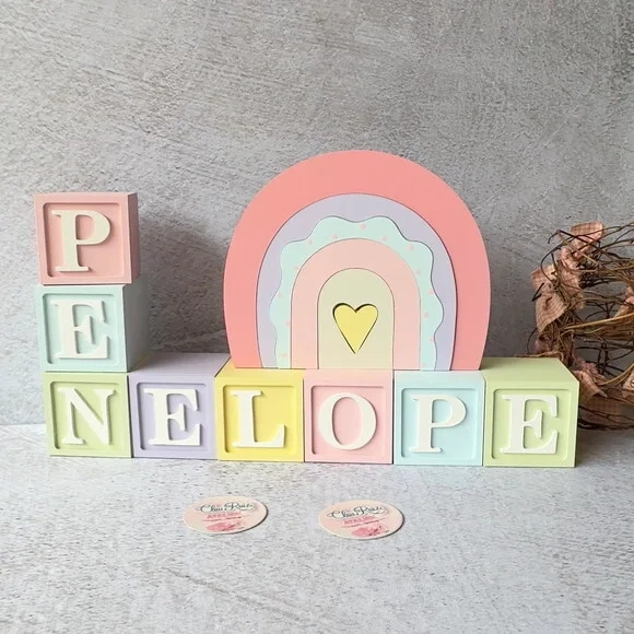 Tons Pastel Cubos 6x6cm Ts + Arco Íris Boho - Decoração Bebê
