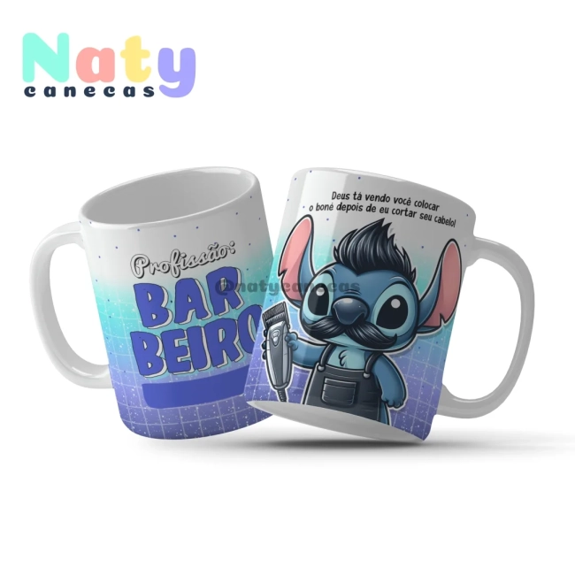 Caneca  Stitch Profissões Masculinas Personalize com Nome.