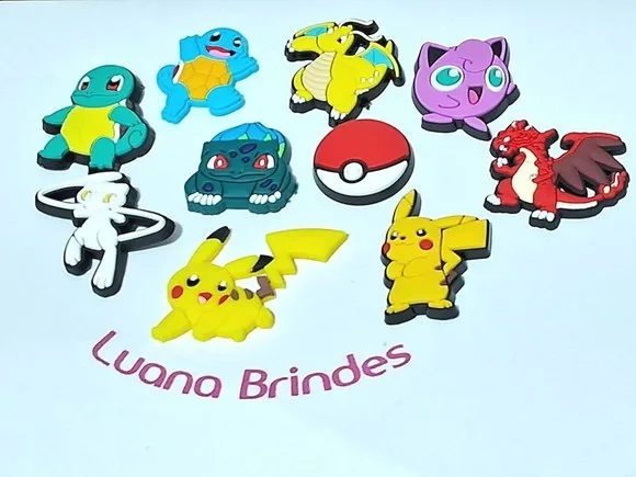 Aplique Pokemon Emborrachado Pacote com 10 Unidades