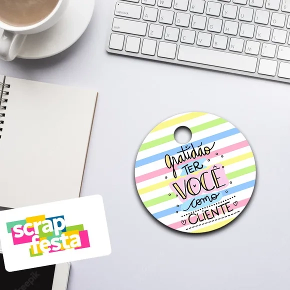 Tag Redonda com Furinho Personalizada Minha Empresa
