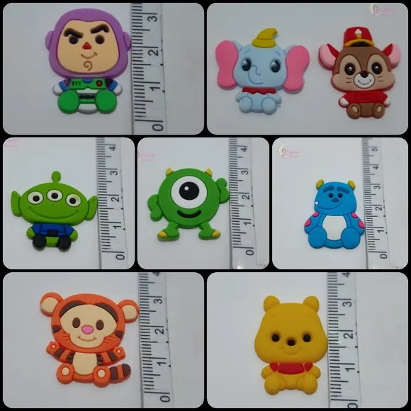 Apliques Personagens Disney Variados de Borracha-pct C/8 Uni