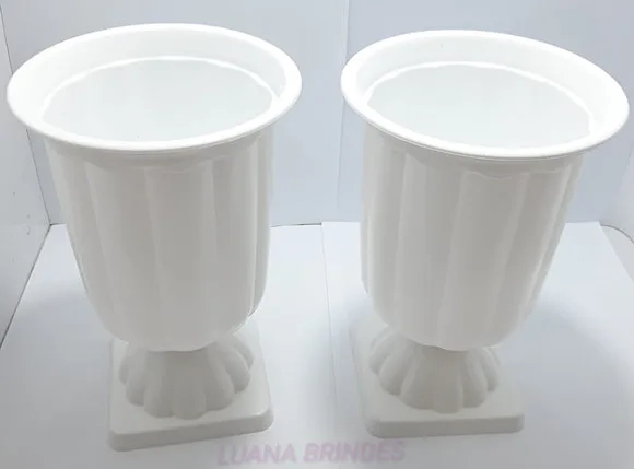 Vaso Grego Branco de Plástico - 19cm - pct c/ o Par.