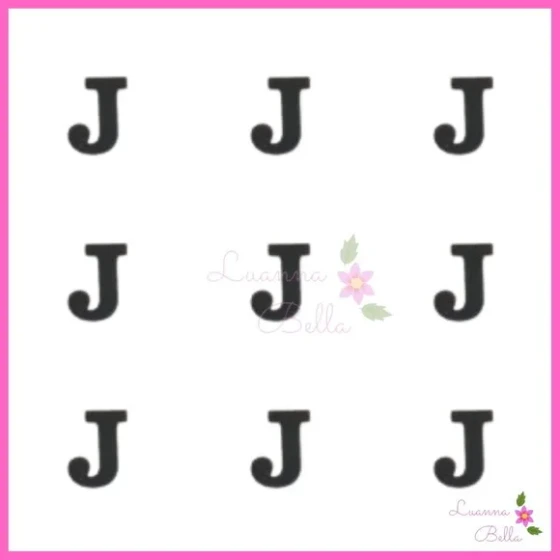 Aplique Letra J de Acrílico Preto - Pct c/ 8 unidades