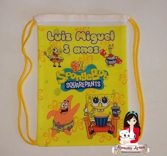 Mochila de Tecido Personalizada Bob Esponja