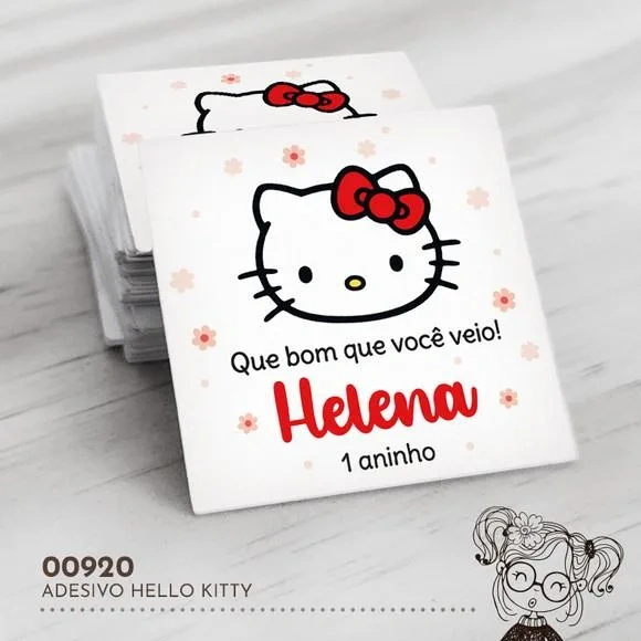Adesivo Quadrado Hello Kitty - 00920