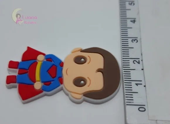 Aplique Superman de Borracha - 4,1cm - Pct C/6 Unid