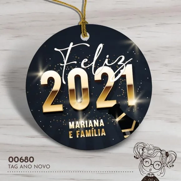 Tag Redonda Feliz Ano Novo - 00680