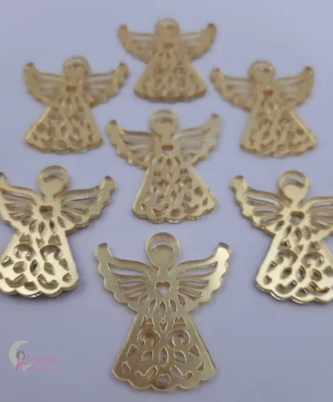 Aplique Anjo de Acrílico Espelhado 3,5cm Pacote C/10 Unidade