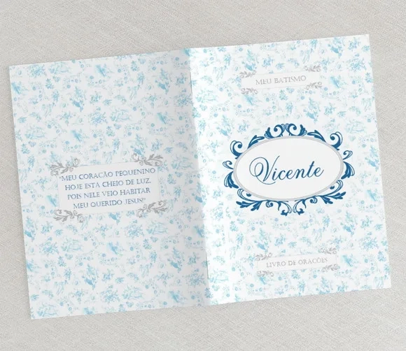 Livrinho De Orações Personalizado Toile Jour Azul