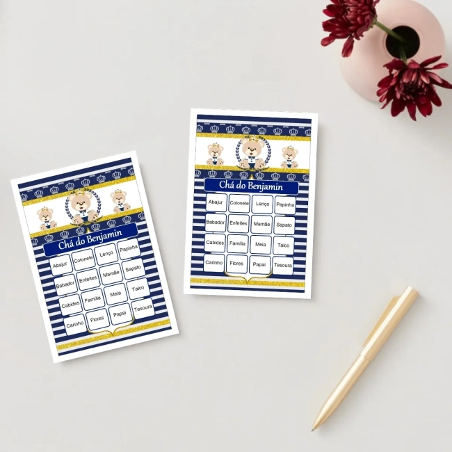 Bingo Chá de Bebê Menino Pdf Para Imprimir