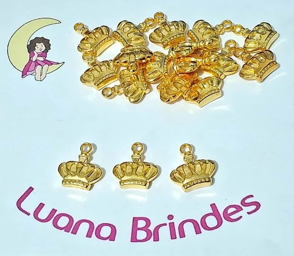 Pingente Coroa Abs Dourada 2cm Pacotes com 20 Unidades