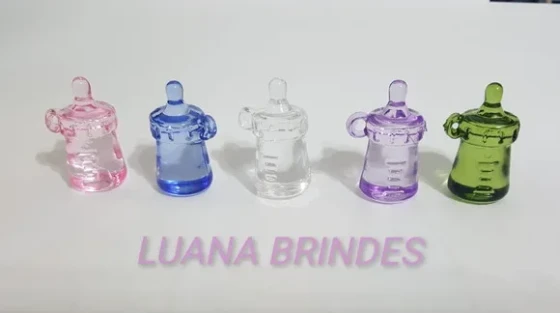 Mamadeira Pingente Colorido Acrílico Pct com 6 Unidades