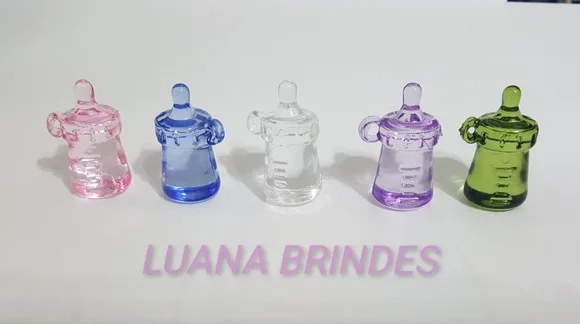 Mamadeira Pingente Colorido Acrílico Pct com 6 Unidades