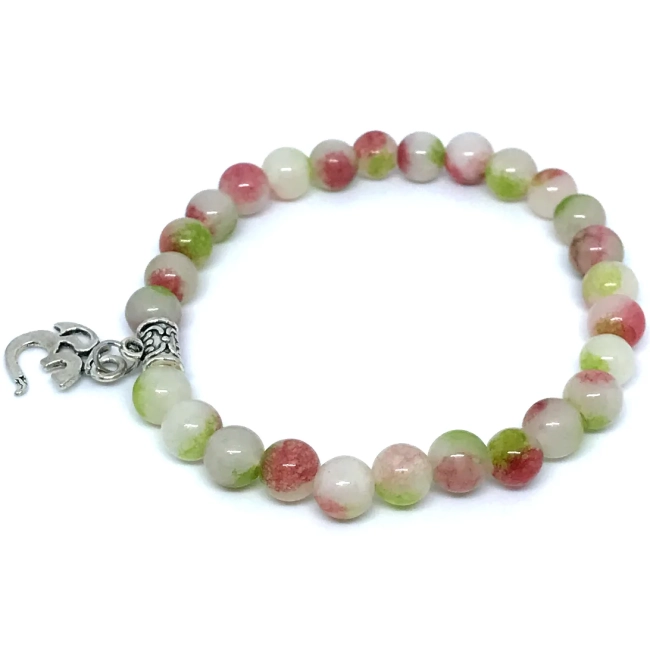 Pulseira Japamala 27 Contas Jade Color Com Símbolo OM
