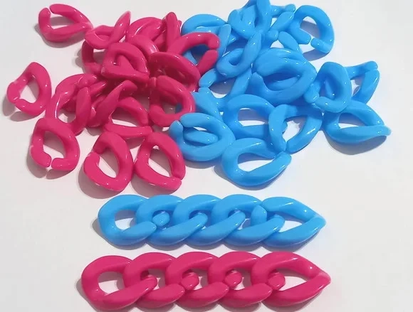 Elo para Corrente de Plástico Pink e Azul (19mm) - 100 Unid