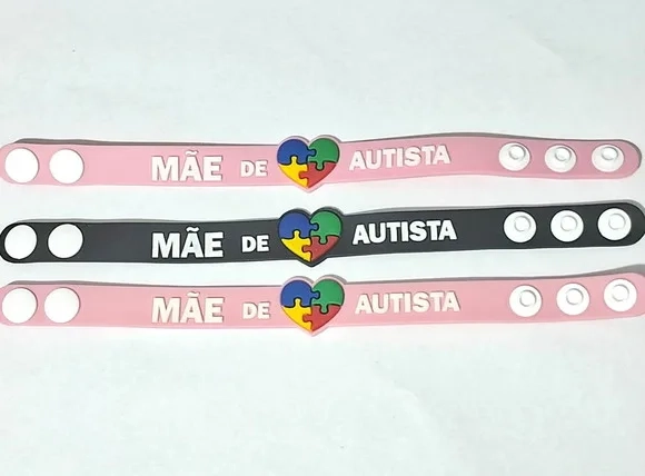 Pulseira Mãe de Autista 22cm Emborrachado - 3 Unidades