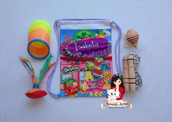 Mochila Boa Infância Personalizada Tema Shopkins