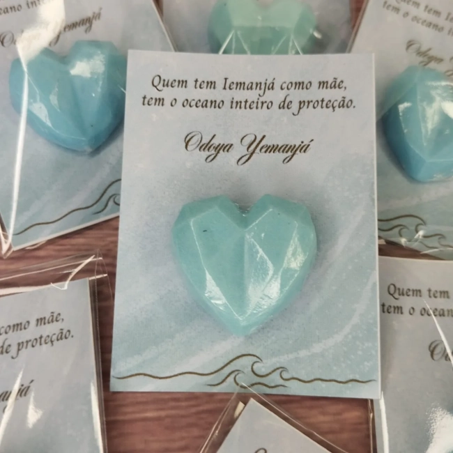100 UNIDADES Mini Sabonete Coração Diamante no Card  Lembrancinhas Iemanjá