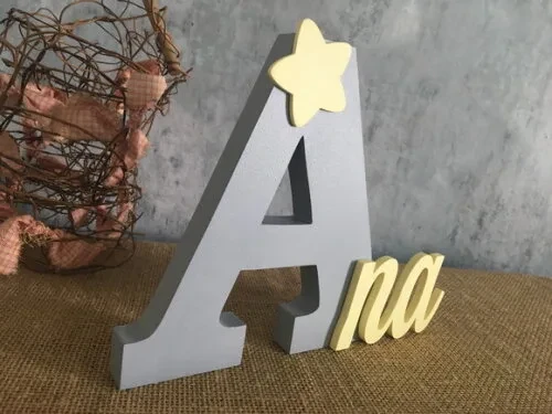 Letras Decorativas em MDF PERSONALIZADO 18cm ESTRELA