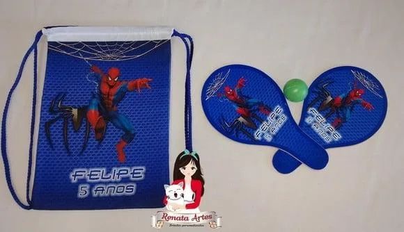 Mochila Ping Pong Tema Homem Aranha Azul