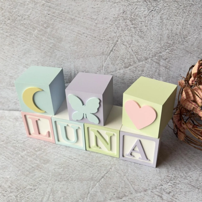 Cubos Decorativos Personalizados 6x6 cm em MDF para Quarto de Bebê - Enfeite de Maternidade