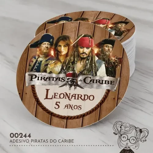 Adesivo Redondo Piratas do Caribe - 00244