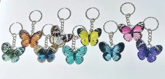 Chaveiro Borboleta Acrílico Pacote com 12 Unidades Coloridas