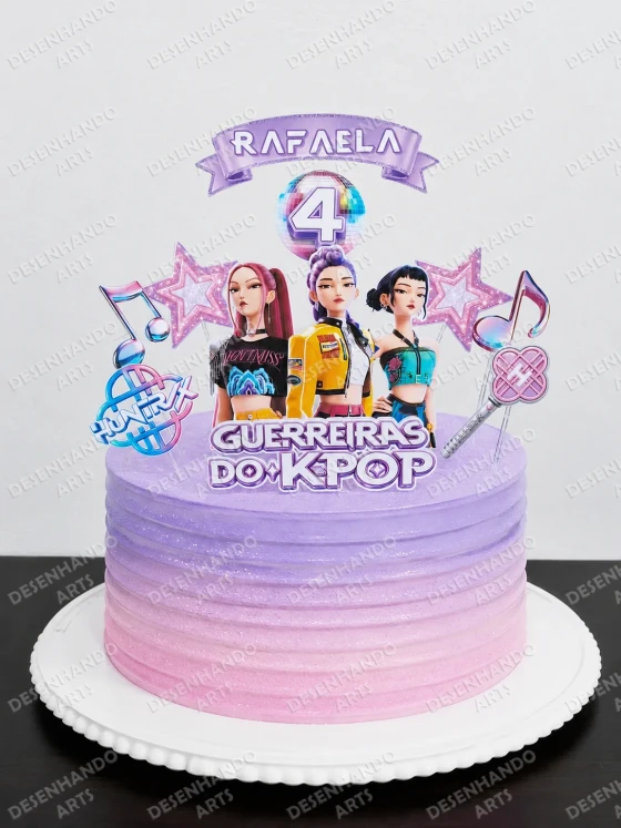 ARQUIVO DE CORTE TOPO DE BOLO GUERREIRAS DO K-POP