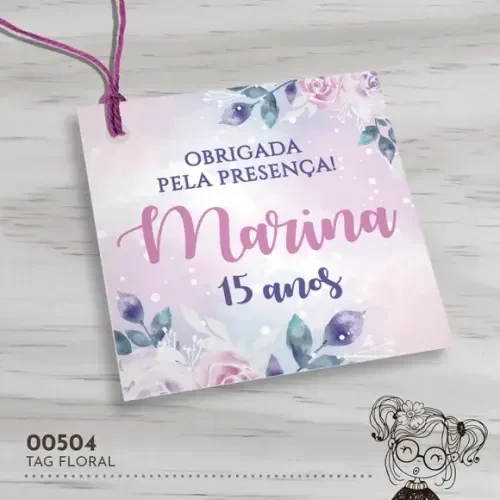 Tag Quadrada Floral - 00504