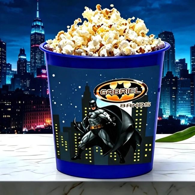 Balde de Pipoca Personalizada para lembrancinhas do Batman