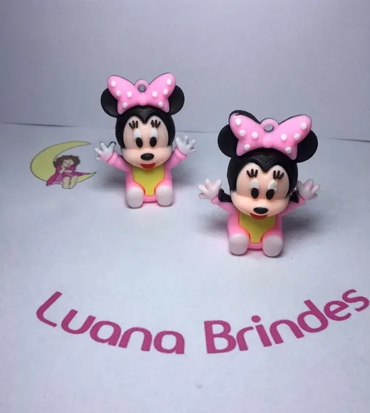 Pingente Minnie Baby Emborrachado 3d/5cm Pct C/2un