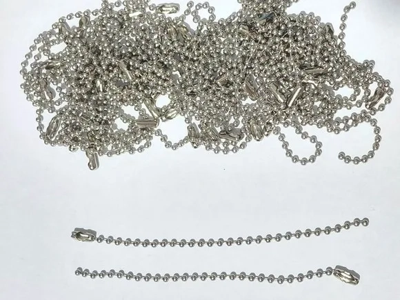Corrente Bolinha Prata 10cm Pacote com 50 Unidades