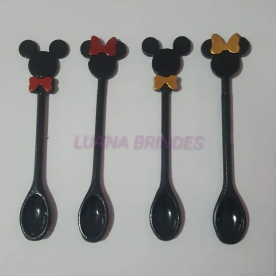 Colherzinha decorativa Minnie/Mickey de acrílico-pct c/20 un