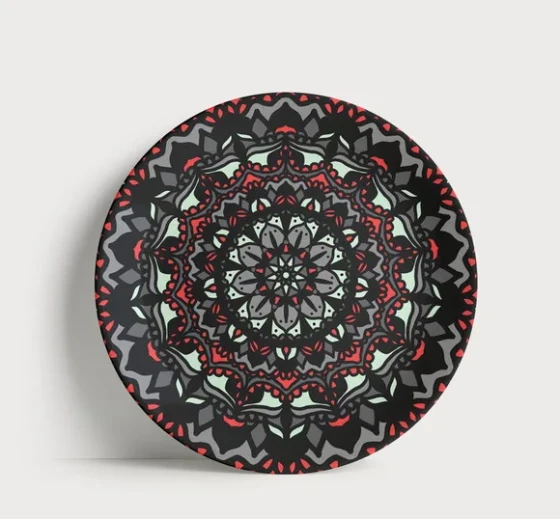 Prato Decorativo Mandala Moderna Rubi 21cm Porcelana