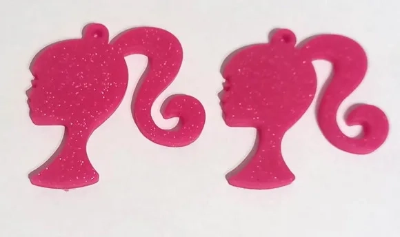 Pingente Barbie com Glitter Emborrachado - 6 Unidades