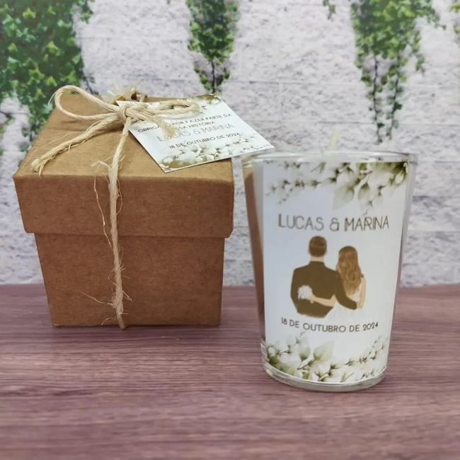 20 unidades Vela Aromática no Copo Lembrancinha Personalizada Batizado,Casamento, Aniversario e etc. Fazemos Qualquer Tema