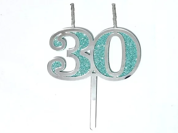 Velas 30 Anos Prata Acrílico Pavio Magico - 1 Peça