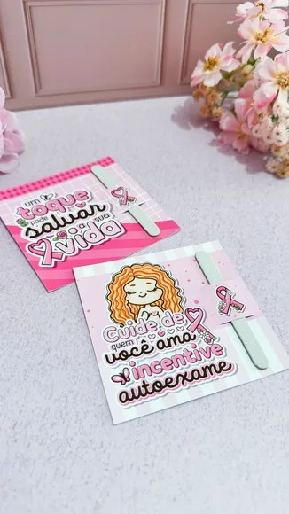 Card com Mini Lixa Outubro Rosa