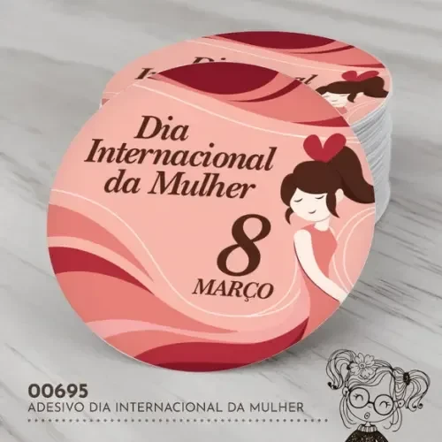 Adesivo Redondo Dia Internacional da Mulher - 00695