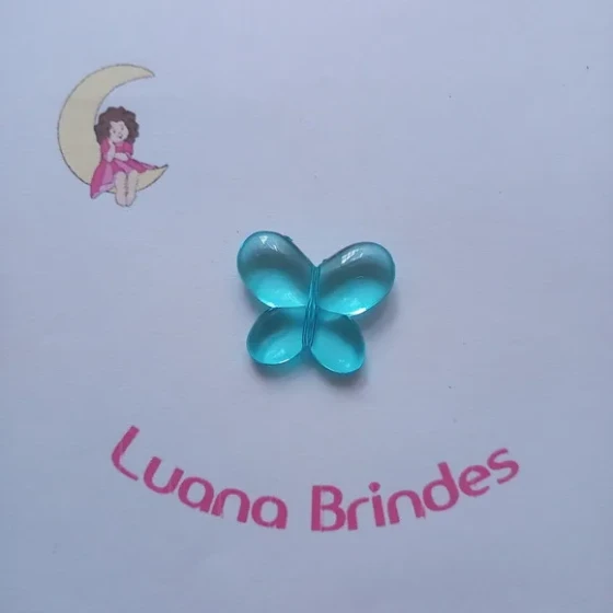 Borboleta Acrilica Azul Passante 2,5cm Pct 16 Unidade