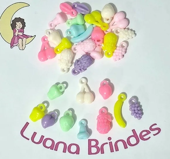 Pingente Frutinhas Coloridas Pacotes com 50 Unidades Variada