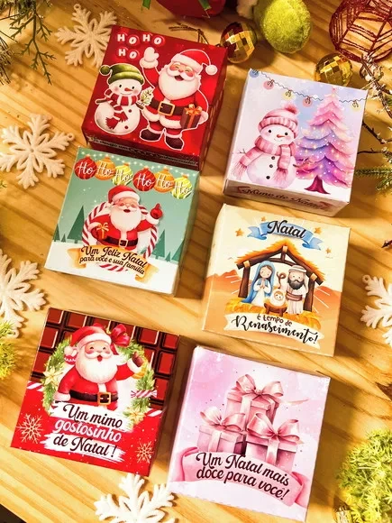 Caixa para 4 Doces Natal - Enviada Desmontada